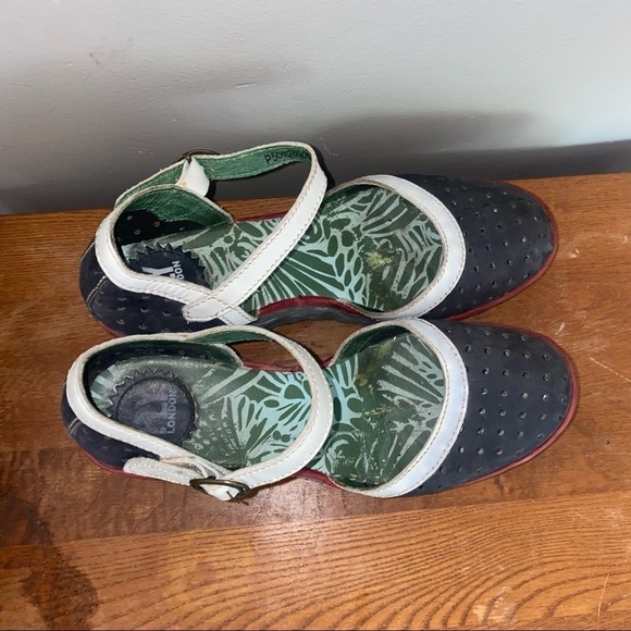 Fly London Women's Wedges - Black, White, and Green - Picture 4 of 9